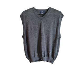 Brooks Brothers 346 Italian Merino Wool V-Neck Sweater Vest XL Grey